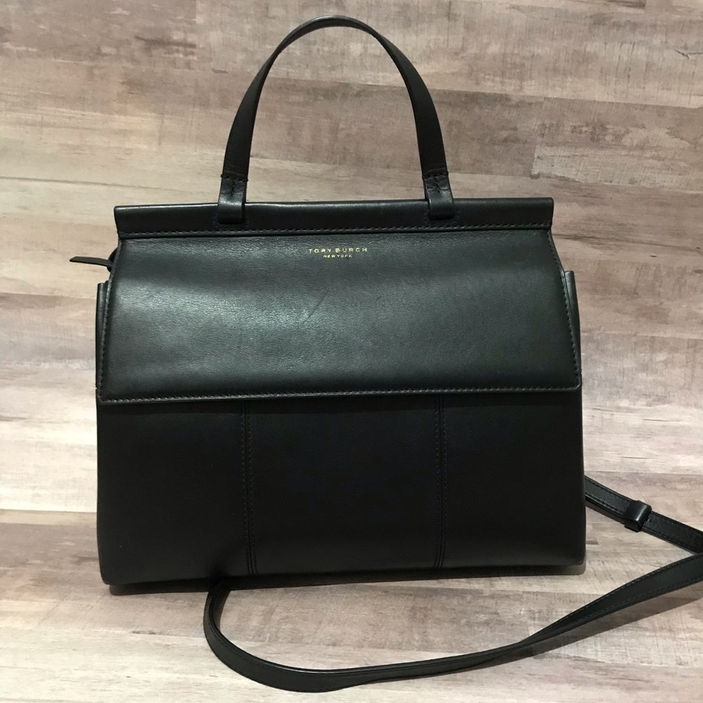 Tory Burch block T triple compartment tote
